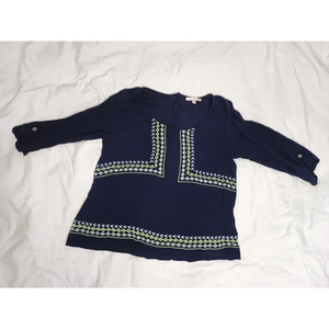 Skies Are Blue Navy‎ Blue Embroidered Shirt Size Medium